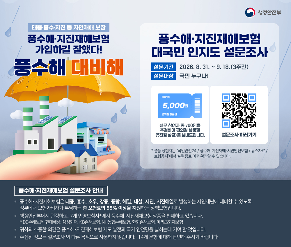 2026년 풍수해, 지진재해보험 대국민 인지도 설문조사 2번째 이미지